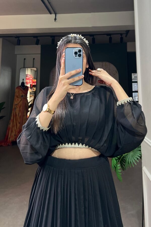 1117BLKCLO.jpg Suratikart Black Georgette Co-Ord Lehenga Set