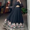 1117BLKMAIN3.jpg Suratikart Black Georgette Co-Ord Lehenga Set