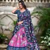 1214PNKMAIN1.jpg Pink Tussar Silk Lehenga Choli Set with Pichwai and Patola Print Elegant Ethnic Wear
