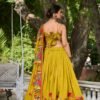 1216MSTBACK.jpg Mustard Color Floral Print With Foil Work Viscose Chanderi Lehenga Choli