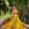 1216MSTMAIN1.jpg Mustard Color Floral Print With Foil Work Viscose Chanderi Lehenga Choli