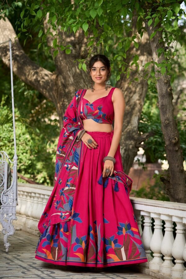 1216RPIMAIN1.jpg Embrace Elegance: Rani Pink Floral Print Lehenga