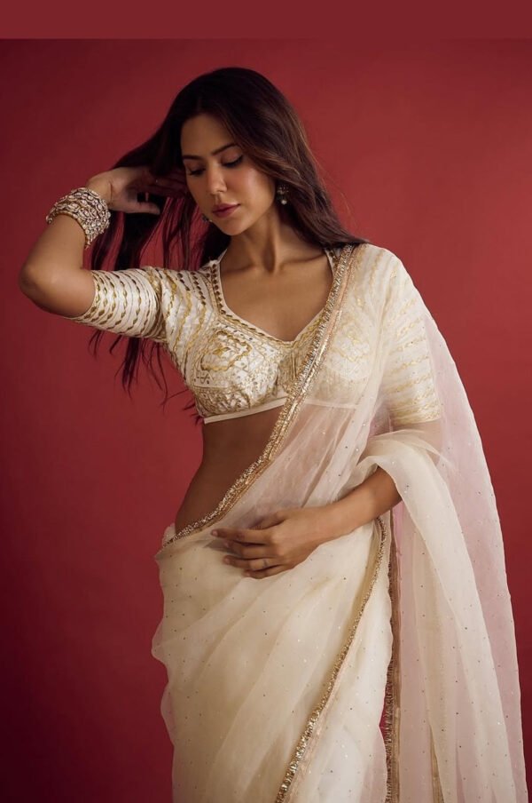 1216white_1.jpg Sonam Bajwa Bollywood-Inspired Georgette Saree