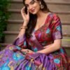 Lavender Color Kalamkari Print With Zari Weaving Dola Silk Voni Lehenga Choli