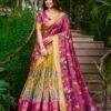 Mustard Dola Silk Lehenga Choli Set with Kalamkari Print and Zari Weaving