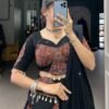 1657MRNCLO.jpg Black Cotton Chaniya Choli Set with Gota Patti and Printed Work Traditional Lehenga