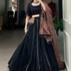 1697BLKMAIN1.jpg Black Cotton Traditional Lehenga Choli Set with Gota Patti Work