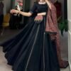 1697BLKMAIN2.jpg Black Cotton Traditional Lehenga Choli Set with Gota Patti Work