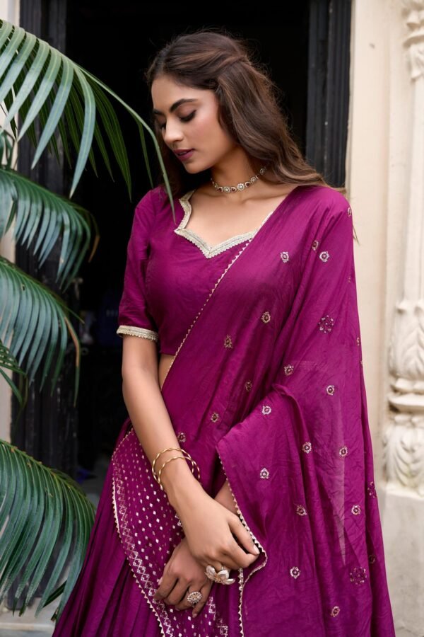 1906WINCLO.jpg Wine Color Chanderi Lehenga Choli