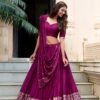 1906WINMAIN1.jpg Wine Color Chanderi Lehenga Choli