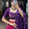 1907PNKCLO.jpg Lovely Pink Chanderi Lehenga with Zari Weaving Work and Bandhej Print Dupatta