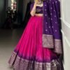 1907PNKMAIN.jpg Lovely Pink Chanderi Lehenga with Zari Weaving Work and Bandhej Print Dupatta