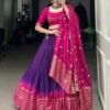 1907PRLMAIN.jpg Purple Color Pure Chanderi Lehenga Set with Zari Weaving and Bandhej Print Dupatta