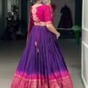 1907PRLSIDE.jpg Purple Color Pure Chanderi Lehenga Set with Zari Weaving and Bandhej Print Dupatta