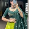 1907PRTCLO.jpg Parrot Green Pure Chanderi Lehenga Set - Exquisite Zari Weaving Work with Bandhej Print Dupatta