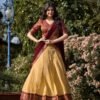 2001CRMMAIN.jpg Cream Color Zari Weaving Work Kanchipuram Lehenga Choli