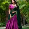 2004PNKMAIN.jpg Pink Color South Style Poly Cotton Half Saree with Zari Weaving Lehenga and Elegant Dupatta