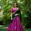 2004PNKMAIN1.jpg Pink Color South Style Poly Cotton Half Saree with Zari Weaving Lehenga and Elegant Dupatta