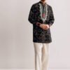 360_1 Black Silk Kurta Set with Bandhani Print