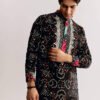 360_2 Black Silk Kurta Set with Bandhani Print