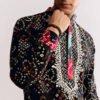 360_3 Black Silk Kurta Set with Bandhani Print
