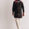 360_5 Black Silk Kurta Set with Bandhani Print