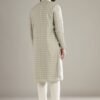363_4 Green Silk Kurta Set For Men With Printed Motifs