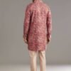 366_4 Red Pashmina Silk Zipper Kurta Set with Paisley Swirl Print