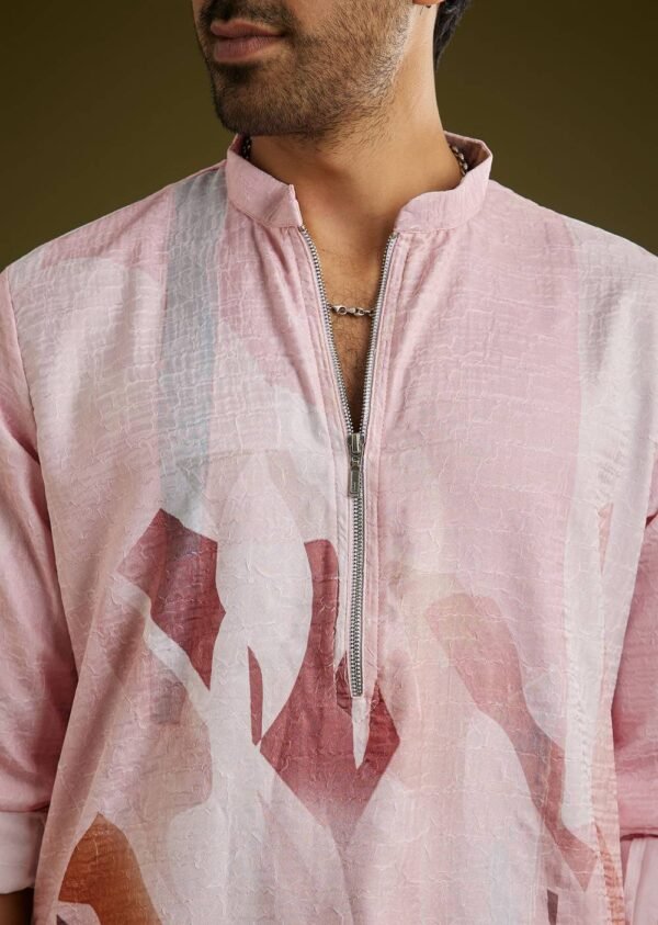367_3 Multicolor Linen Kurta Set With Abstract Print