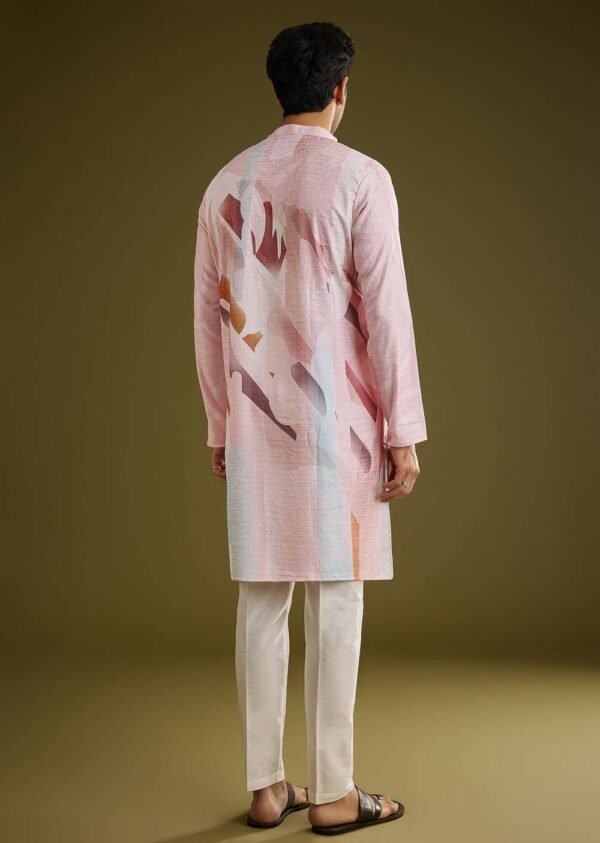 367_4 Multicolor Linen Kurta Set With Abstract Print