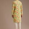 Lime Green Silk Leaf Printed Kurta Set