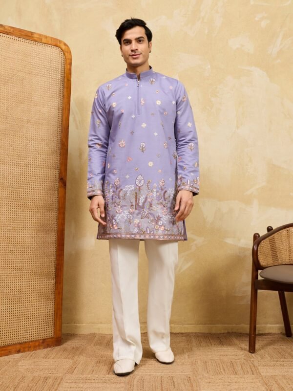 373_1-1.jpg Luxury Lavender Embroidered Designer Kurta Set For Special Occasion