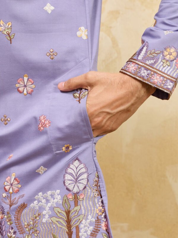 373_3 Luxury Lavender Embroidered Designer Kurta Set For Special Occasion