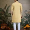 375_4 Yellow Viscose Silk Mens kurta for haldi ceremony
