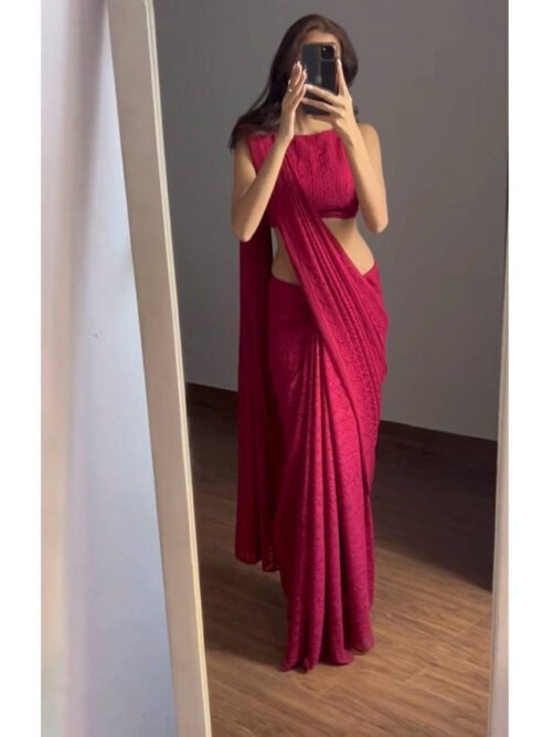 CL-MAROON_2_a572711d-00bb-40bf-acd0-c6a10ac738cd.jpg Maroon Soft Georgette Lucknowi Work Saree