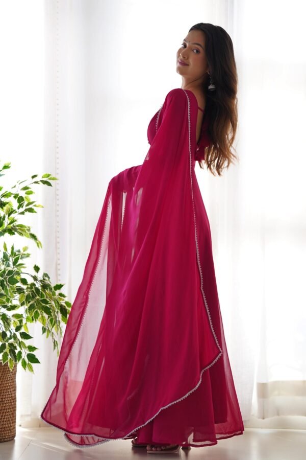 IMG_8824.jpg Upgrade Your Wardrobe with the Exquisite Wine Color Designer Yoke Neck Gown with Dupatta
