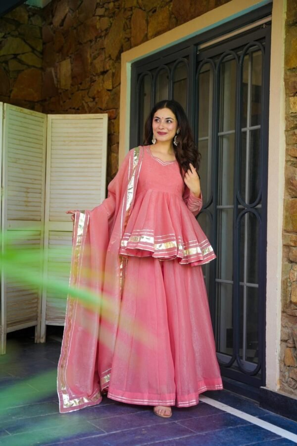 IMG_9445.jpg Elegant Pink Crushed Tissue Fabric Kurta Set