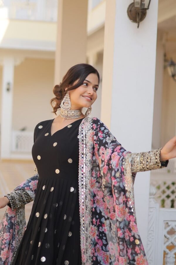 KA-1078BLACK_5.jpg Black Heavy Embroidery Work Gown with Dupatta