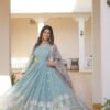 KA-1078GREEN_4.jpg Sky Blue Heavy Embroidery Work Gown with Dupatta