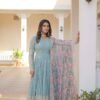 KA-1078GREEN_7.jpg Sky Blue Heavy Embroidery Work Gown with Dupatta