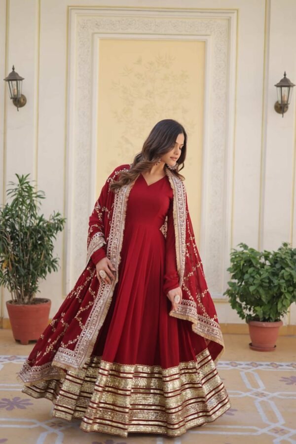 KA-1082MAROON_5.jpg Luxurious Maroon Heavy Designer Gown with Dupatta