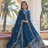 KA-1084BLUE_4.jpg Blue Wedding Wear Heavy Sequence Work Gown with Dupatta