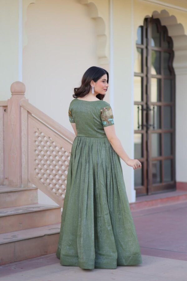 KA-1170_4.jpg Metal Green Jacket Style South Indian Gown Set