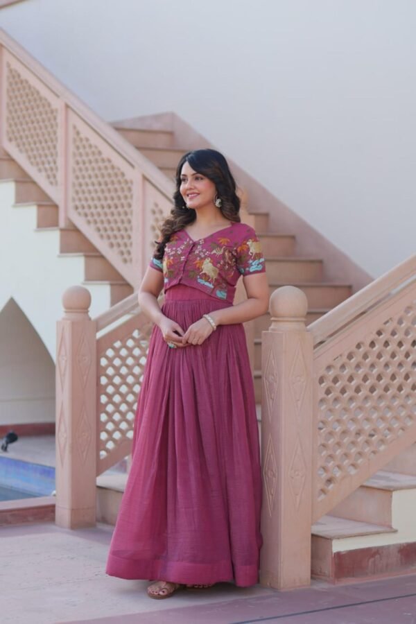 KA-1170_5.jpg Ruby Color Jacket Style South Indian Gown Set
