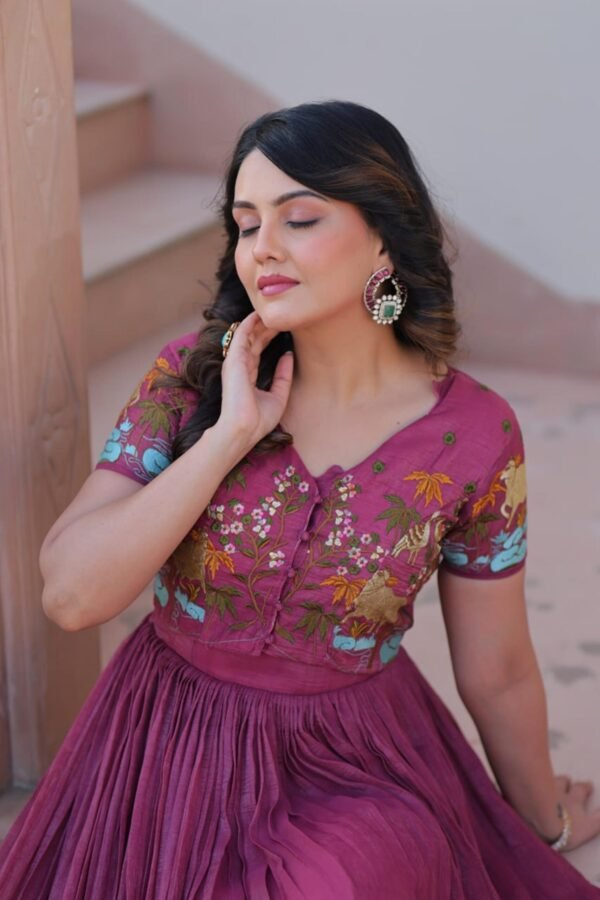 KA-1170_6.jpg Ruby Color Jacket Style South Indian Gown Set