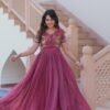 KA-1170_7.jpg Ruby Color Jacket Style South Indian Gown Set