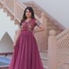 KA-1170_8.jpg Ruby Color Jacket Style South Indian Gown Set