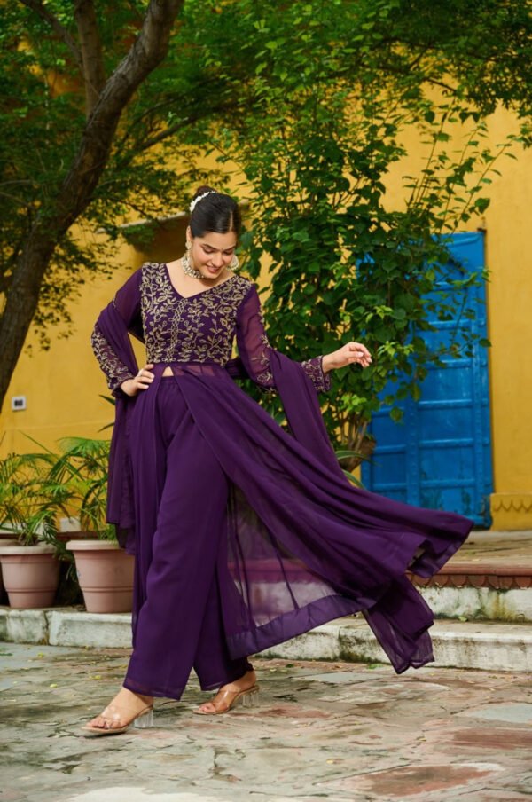 KA-1201_1.jpg WINE COLOR DESIGNER KURTI PANT SET