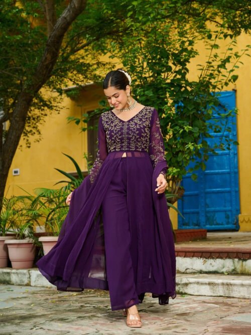 KA-1201_2.jpg WINE COLOR DESIGNER KURTI PANT SET