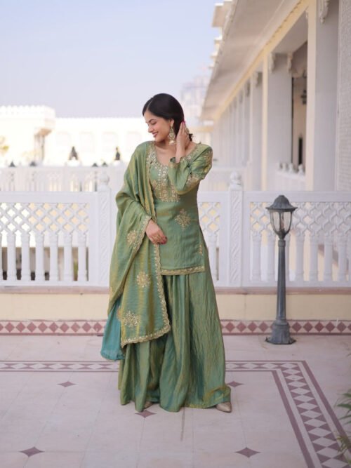 KA-1229_12.jpg Misty Green Fendi Crush Sharara Set